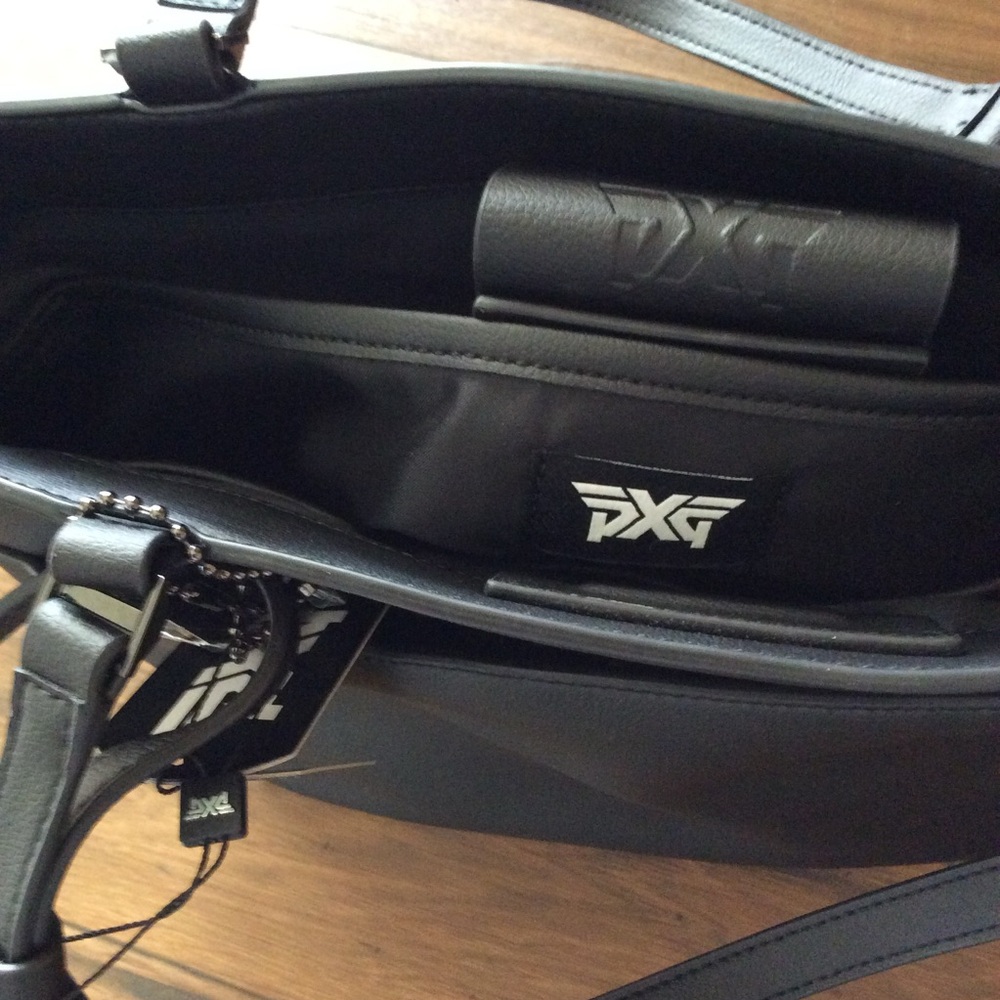 PXG Women's Signature Black Leather Shoulder Tote Bag 13”x17”x5” - Picture 5 of 7